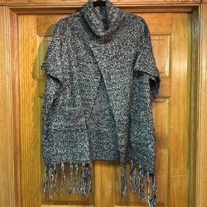 Women's Poncho Cape Knitted Faux Cashmere Pullover Sweater Turtleneck Cardigan